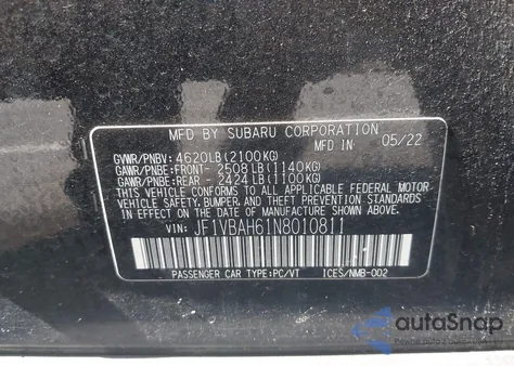 2022 Subaru Wrx Premium from USA, damaged, VIN JF1VBAH61N8010811